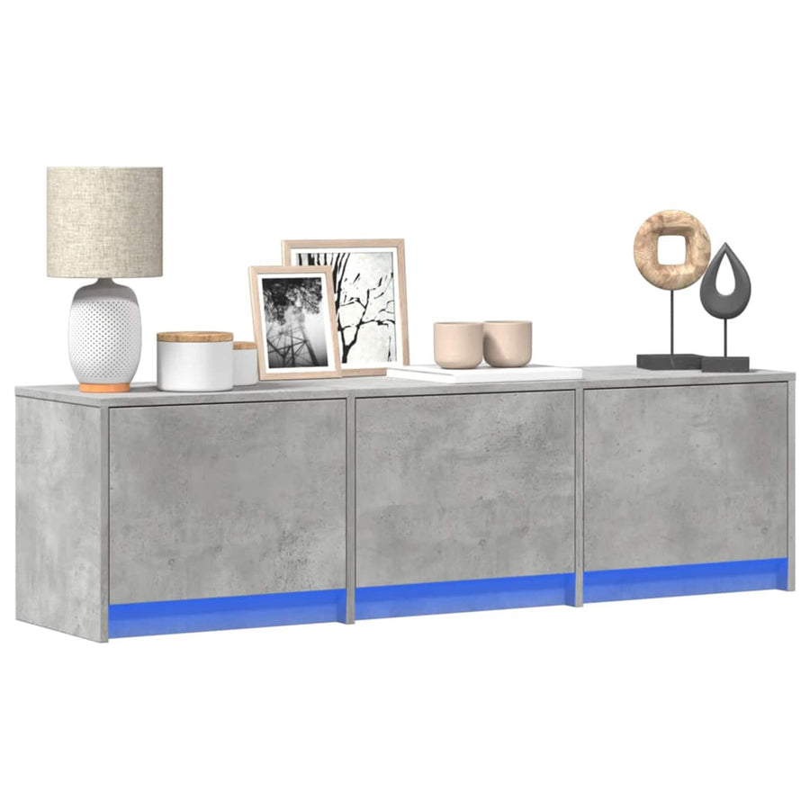 TV-kast met LED Betonkleurig 140 x 34 x 40 cm Bewerkt hout