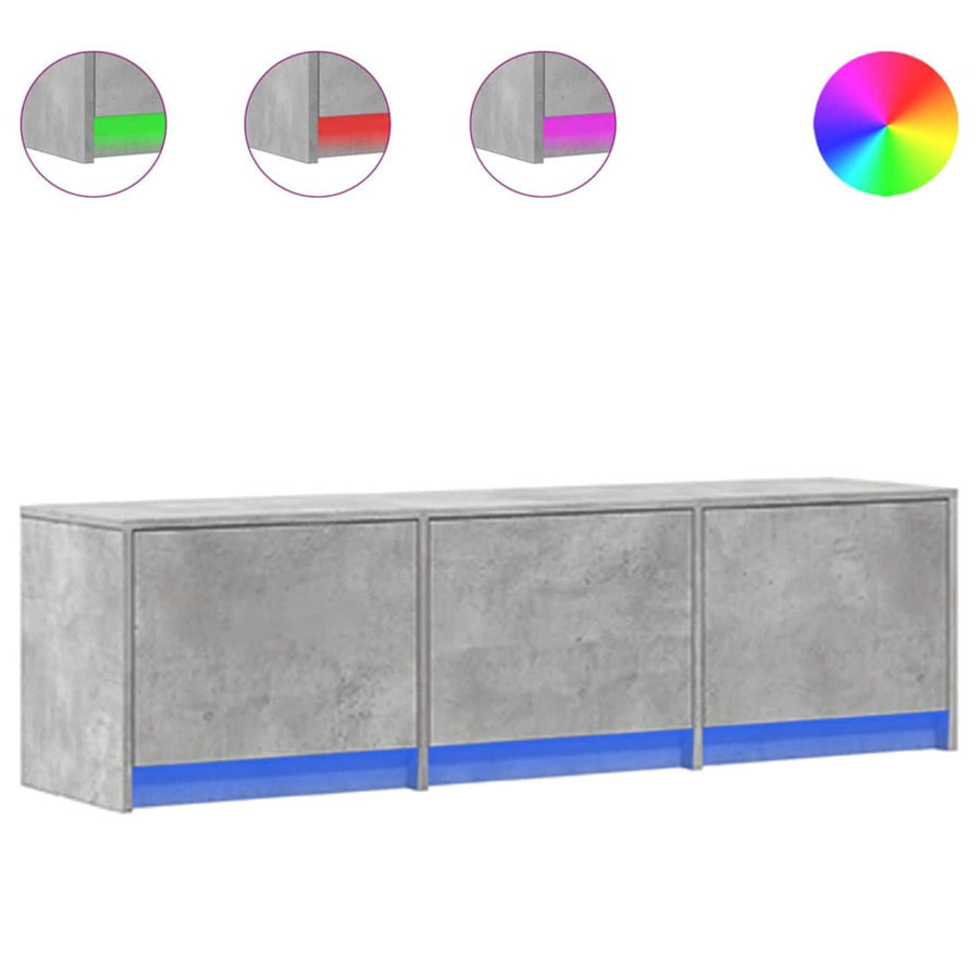 TV-kast met LED Betonkleurig 140 x 34 x 40 cm Bewerkt hout