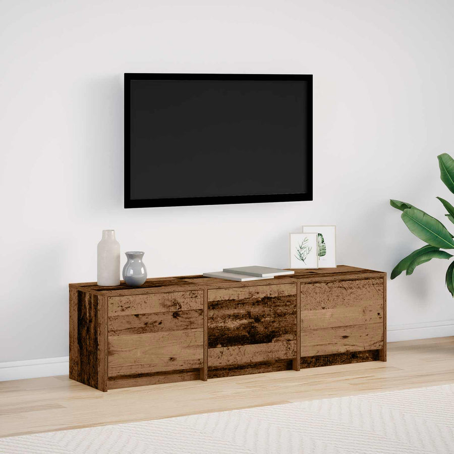 TV-kast met LED met lade Oudhout 140 x 34 x 40 cm Bewerkt hout