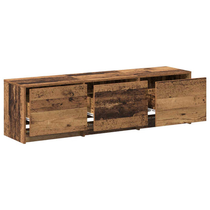 TV-kast met LED met lade Oudhout 140 x 34 x 40 cm Bewerkt hout