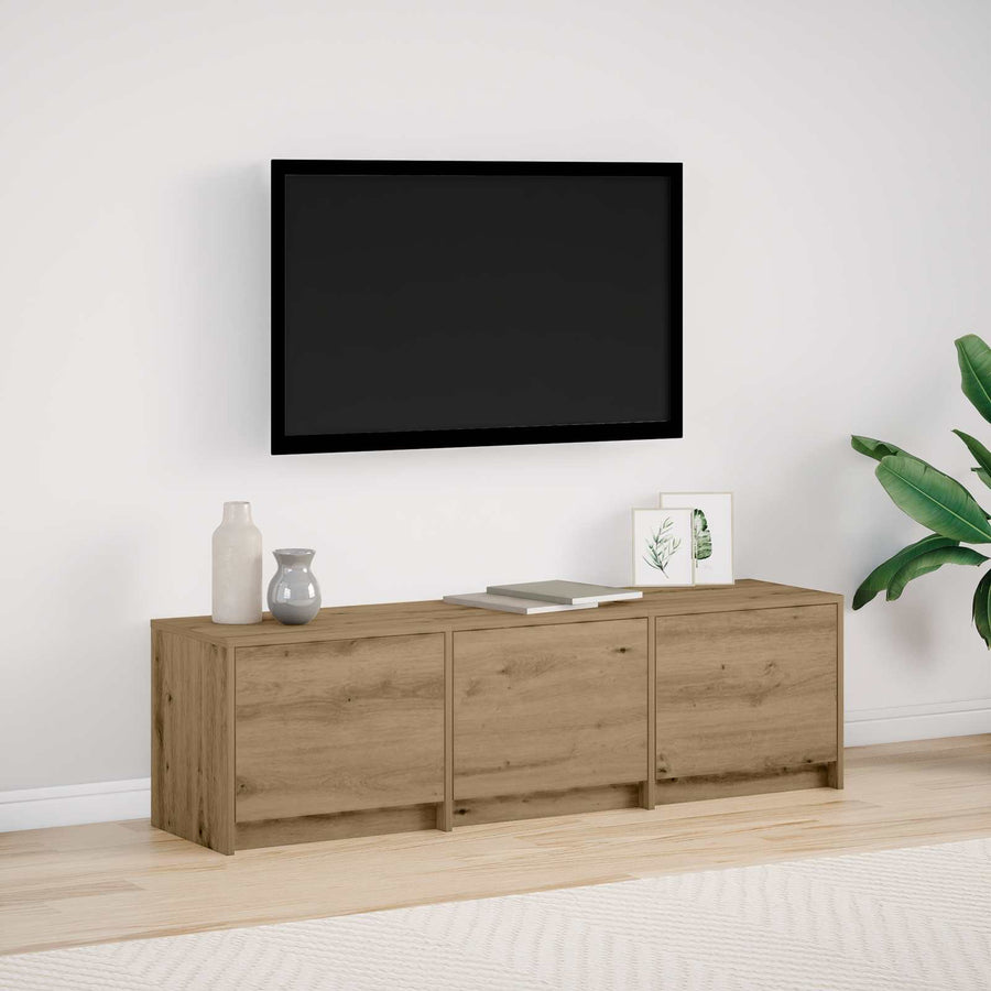 TV-kast met LED Artisan Eiken 140 x 34 x 40 cm Bewerkt hout