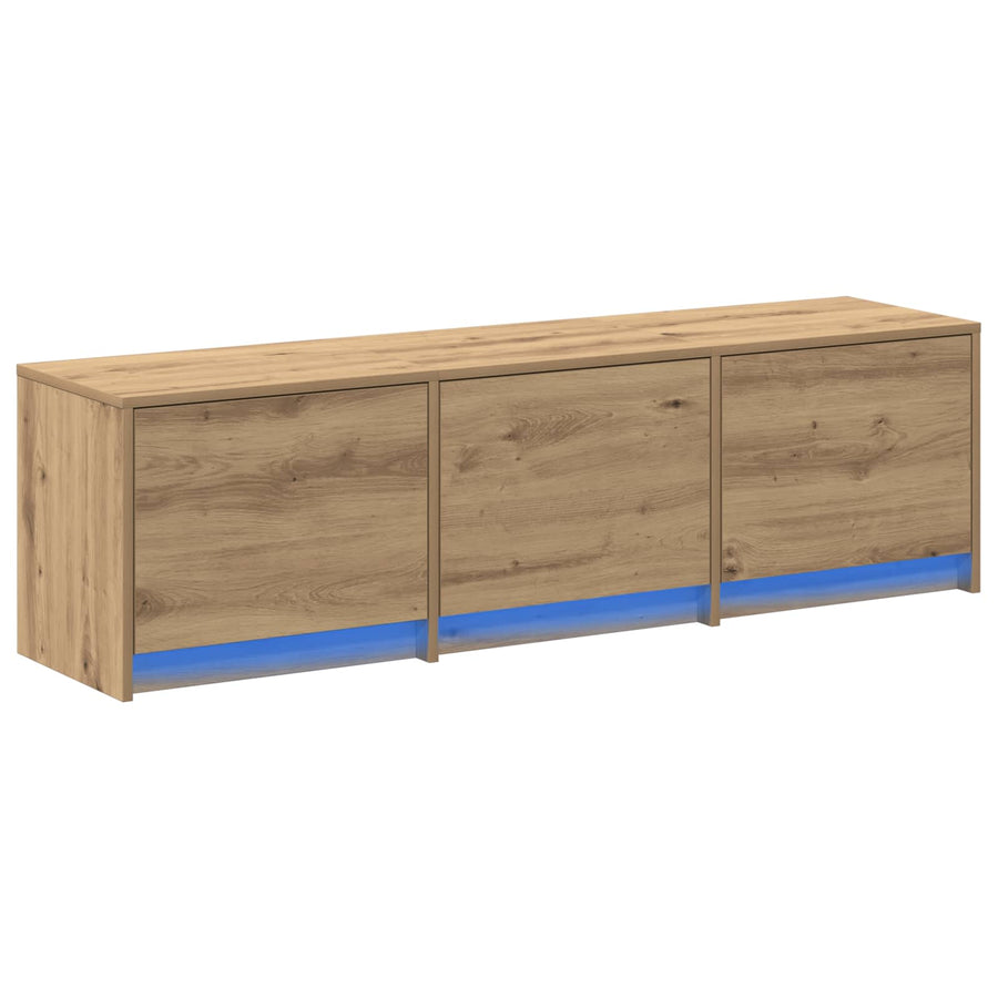 TV-kast met LED Artisan Eiken 140 x 34 x 40 cm Bewerkt hout
