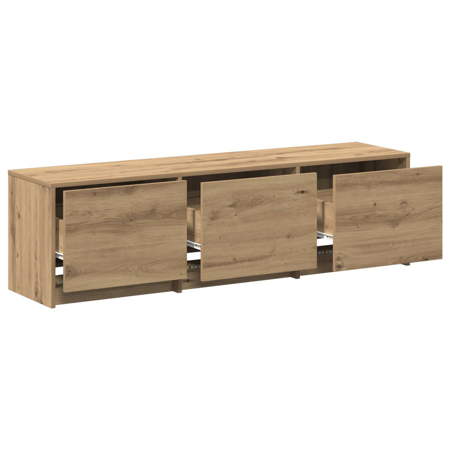 TV-kast met LED Artisan Eiken 140 x 34 x 40 cm Bewerkt hout