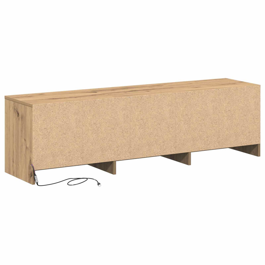 TV-kast met LED Artisan Eiken 140 x 34 x 40 cm Bewerkt hout