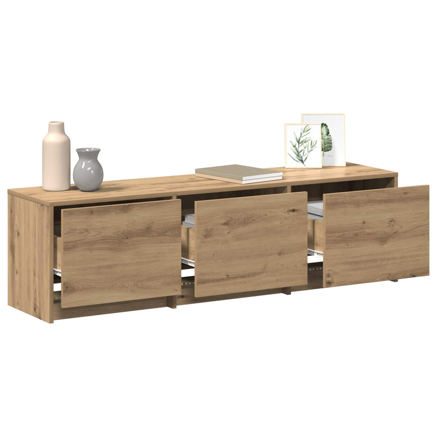 TV-kast met LED Artisan Eiken 140 x 34 x 40 cm Bewerkt hout