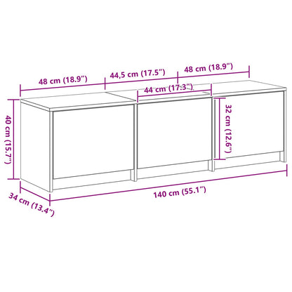 TV-kast met LED Artisan Eiken 140 x 34 x 40 cm Bewerkt hout