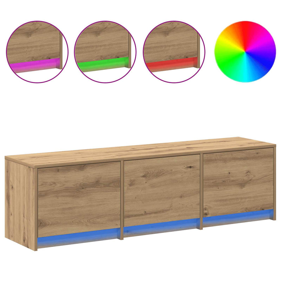 TV-kast met LED Artisan Eiken 140 x 34 x 40 cm Bewerkt hout