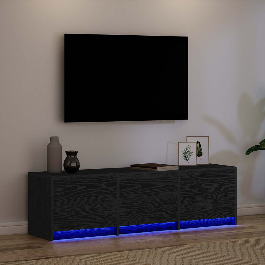 TV-kast met LED Zwart Eiken 140 x 34 x 40 cm Bewerkt hout