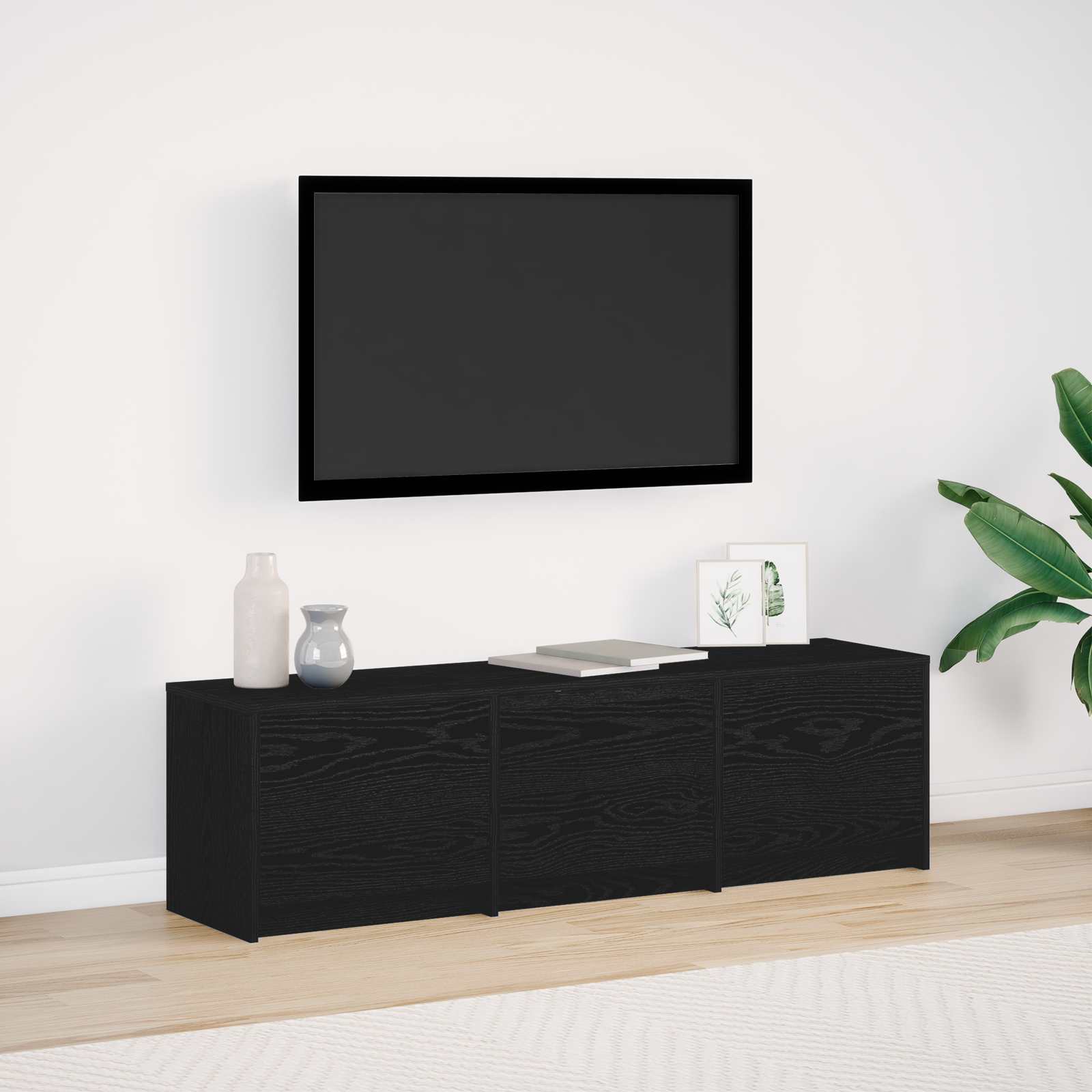 TV-kast met LED Zwart Eiken 140 x 34 x 40 cm Bewerkt hout