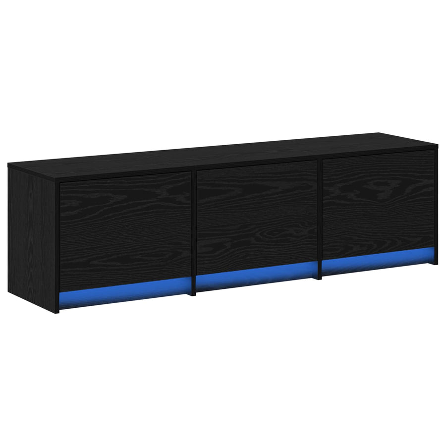 TV-kast met LED Zwart Eiken 140 x 34 x 40 cm Bewerkt hout