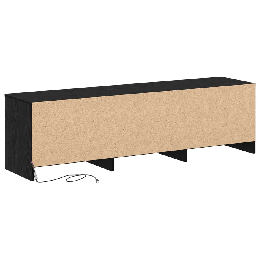 TV-kast met LED Zwart Eiken 140 x 34 x 40 cm Bewerkt hout