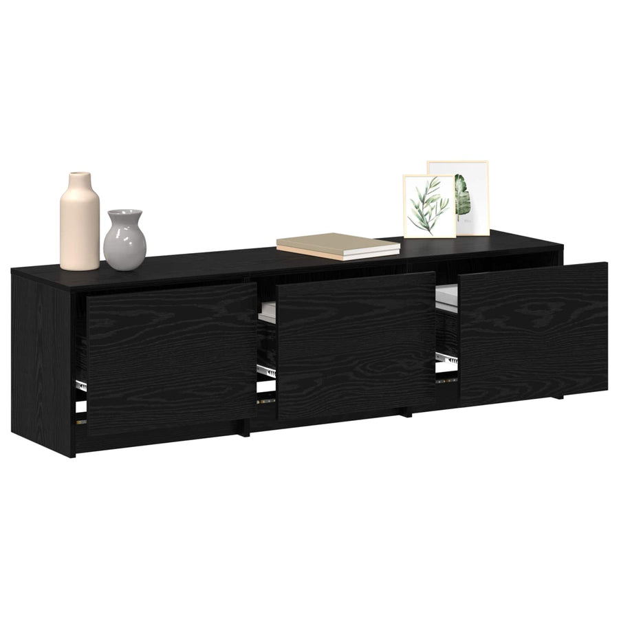 TV-kast met LED Zwart Eiken 140 x 34 x 40 cm Bewerkt hout