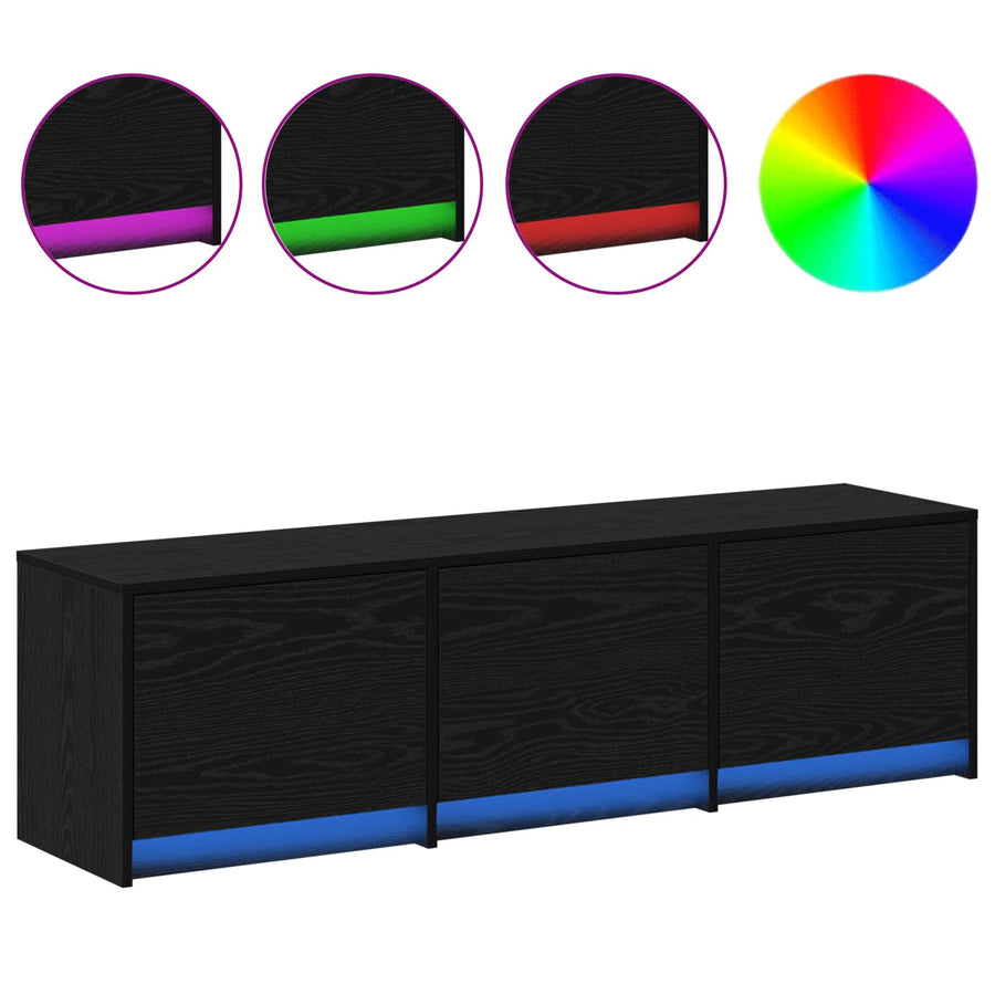 TV-kast met LED Zwart Eiken 140 x 34 x 40 cm Bewerkt hout