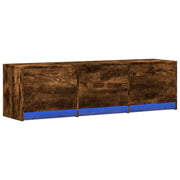 Tv-kast 140x34x40 cm gerookt eiken bewerkt hout
