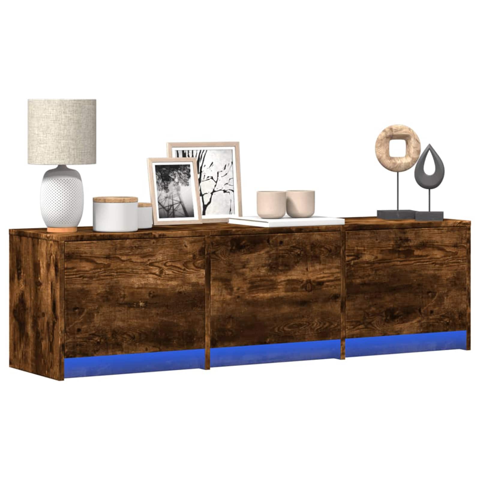TV-kast met LED Gerookt eiken 140 x 34 x 40 cm Bewerkt hout