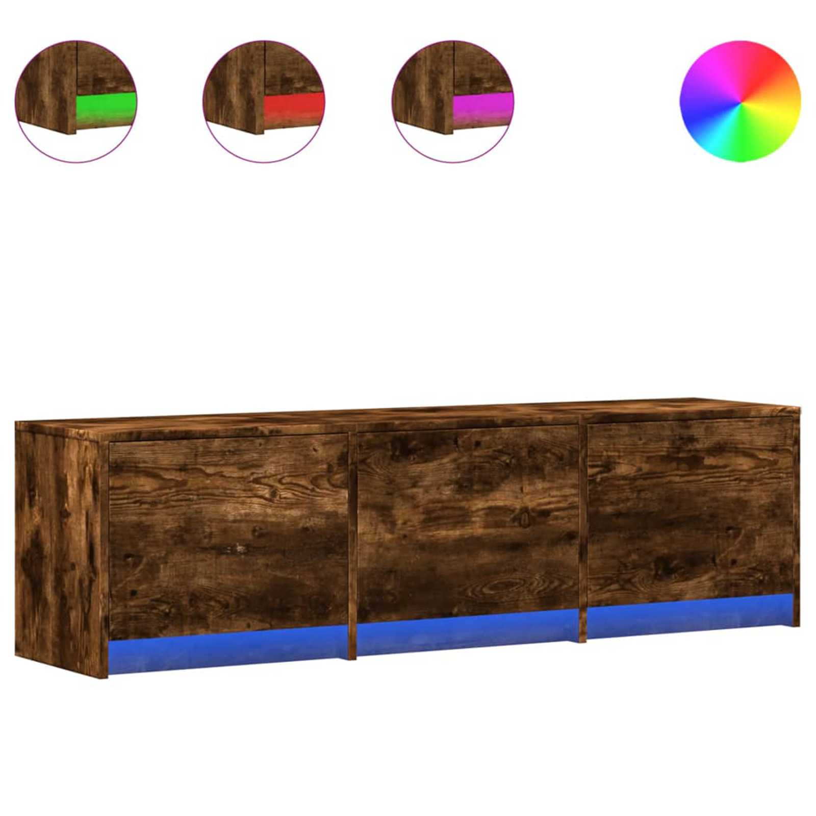 TV-kast met LED Gerookt eiken 140 x 34 x 40 cm Bewerkt hout