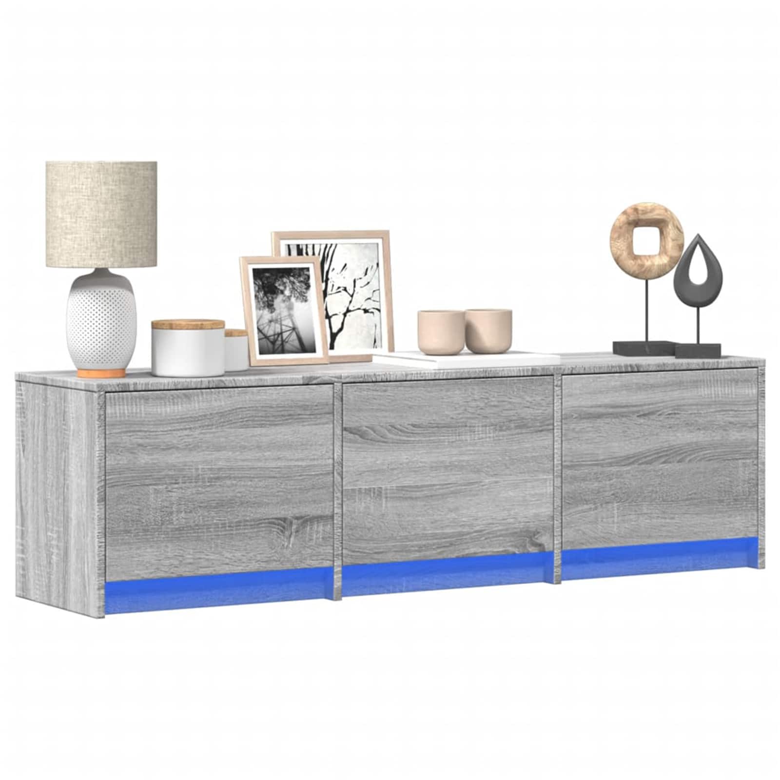 TV-kast met LED Grijs Sonoma 140 x 34 x 40 cm Bewerkt hout