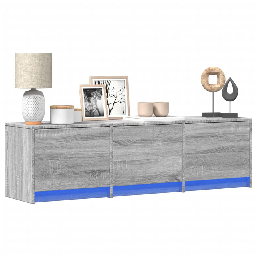 TV-kast met LED Grijs Sonoma 140 x 34 x 40 cm Bewerkt hout