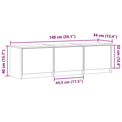 TV-kast met LED Grijs Sonoma 140 x 34 x 40 cm Bewerkt hout