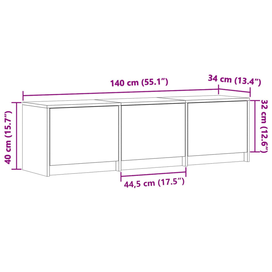 TV-kast met LED Grijs Sonoma 140 x 34 x 40 cm Bewerkt hout