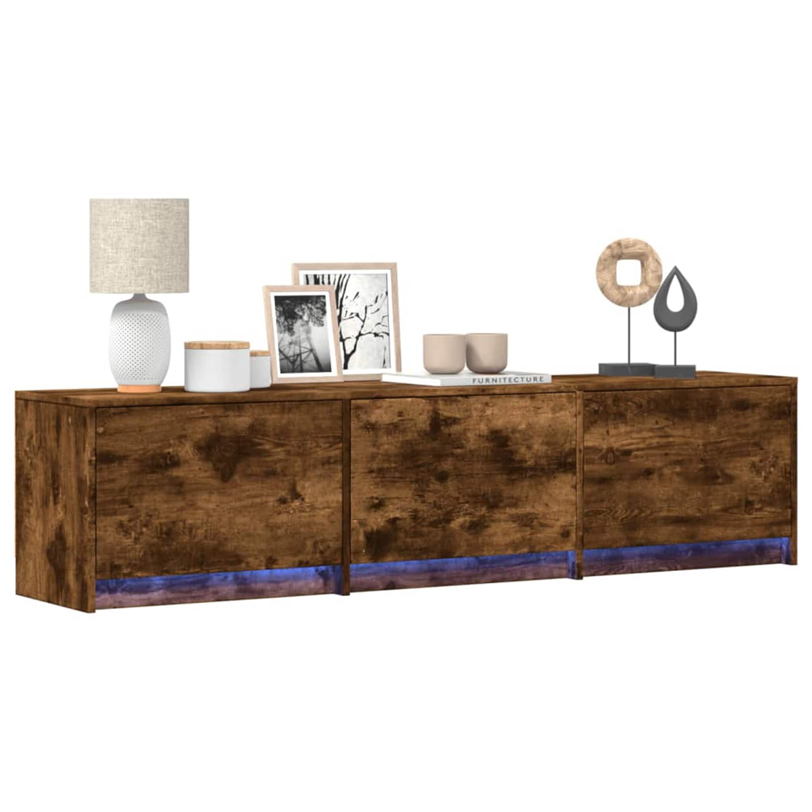 TV-kast met LED Gerookt eiken 165 x 34 x 40 cm Bewerkt hout