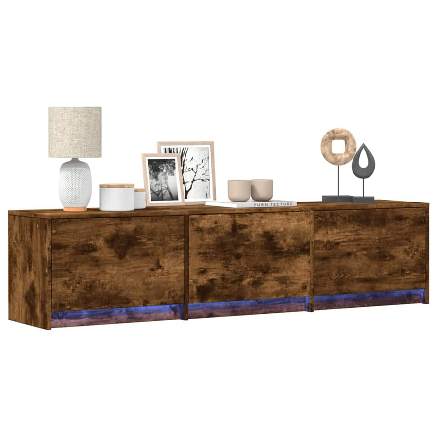 TV-kast met LED Gerookt eiken 165 x 34 x 40 cm Bewerkt hout