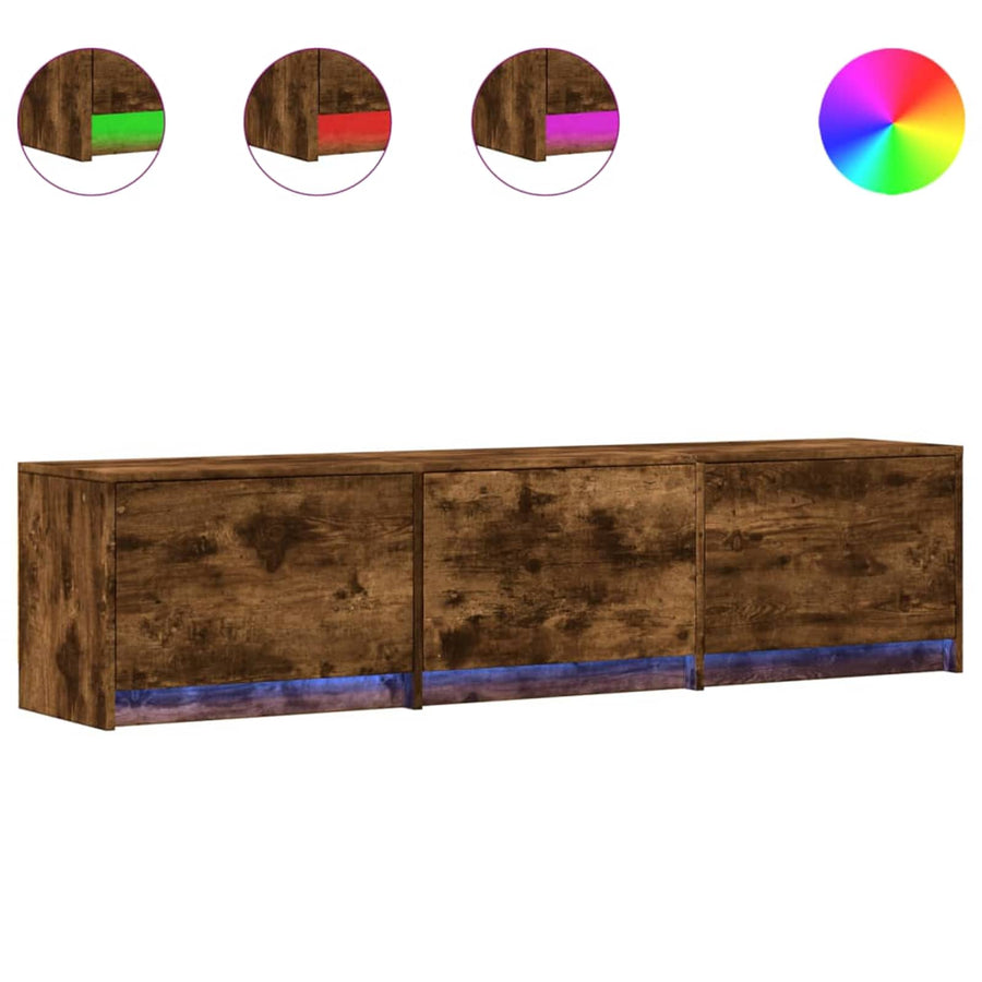 TV-kast met LED Gerookt eiken 165 x 34 x 40 cm Bewerkt hout