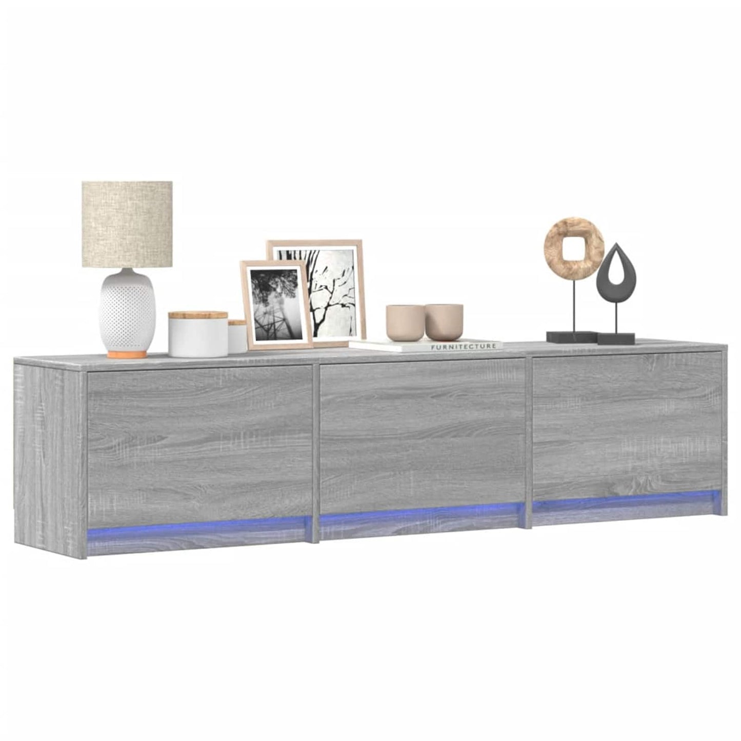 TV-kast met LED Grijs Sonoma 165 x 34 x 40 cm Bewerkt hout