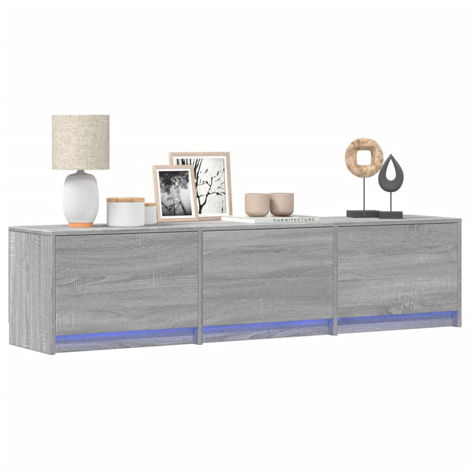 TV-kast met LED Grijs Sonoma 165 x 34 x 40 cm Bewerkt hout