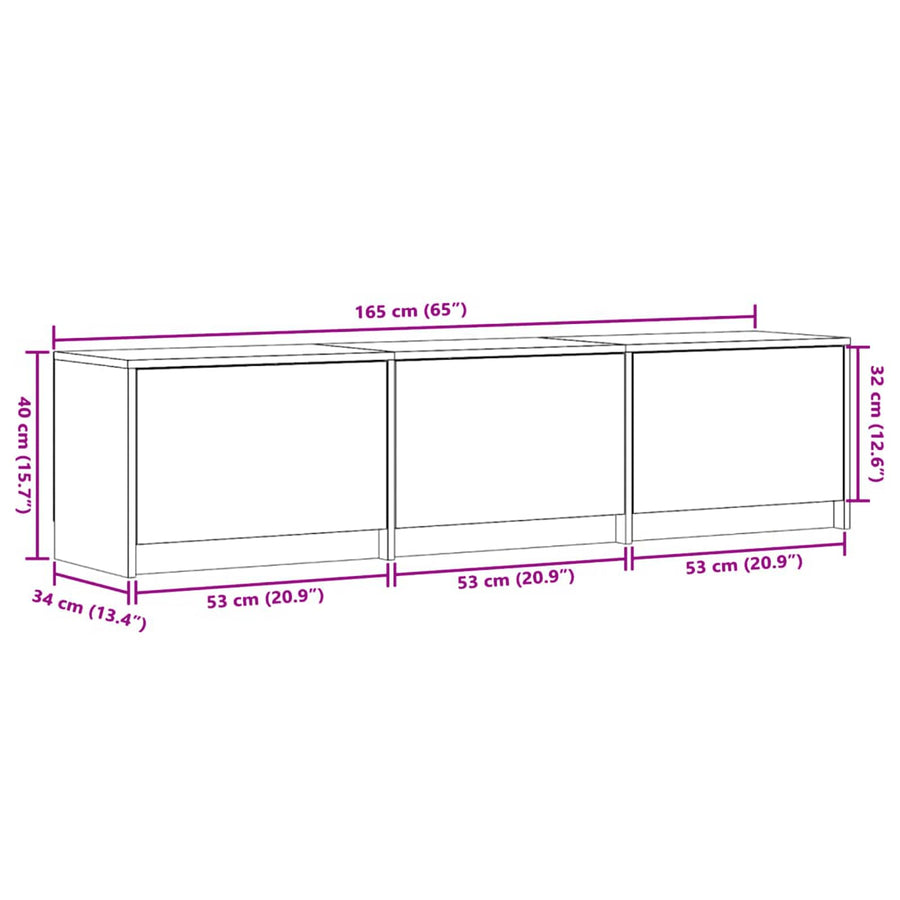 TV-kast met LED Grijs Sonoma 165 x 34 x 40 cm Bewerkt hout
