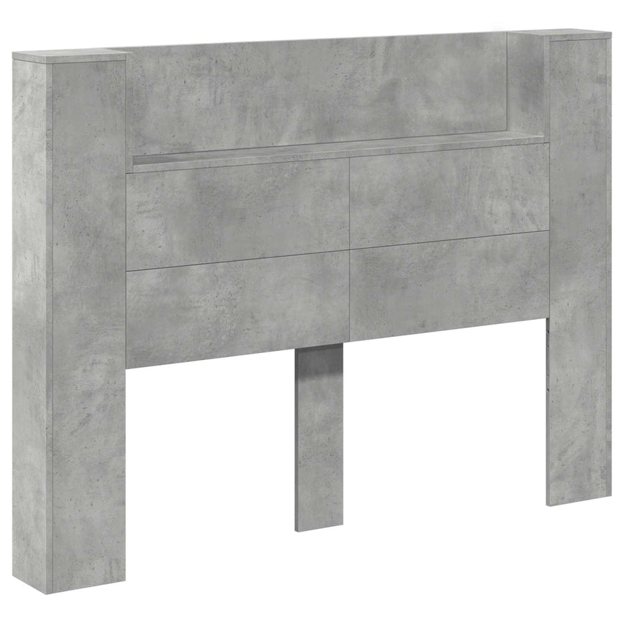 Hoofdbord Kast met LED Betonkleurig 140 x 16,5 x 103,5 cm