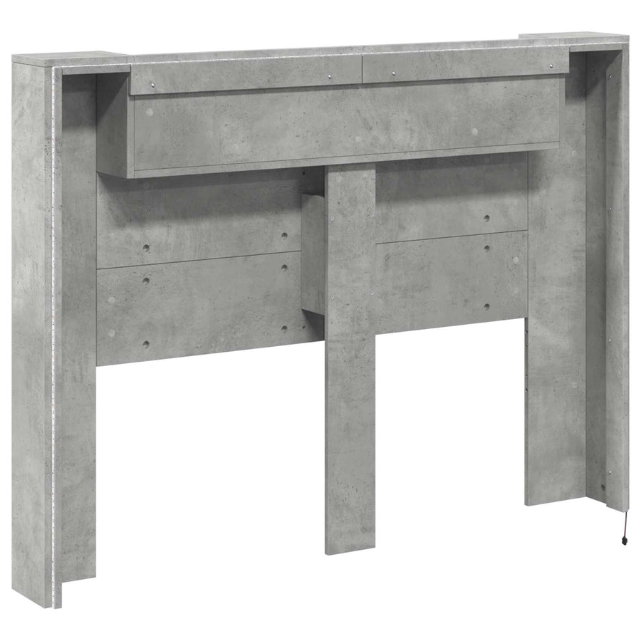 Hoofdbord Kast met LED Betonkleurig 140 x 16,5 x 103,5 cm