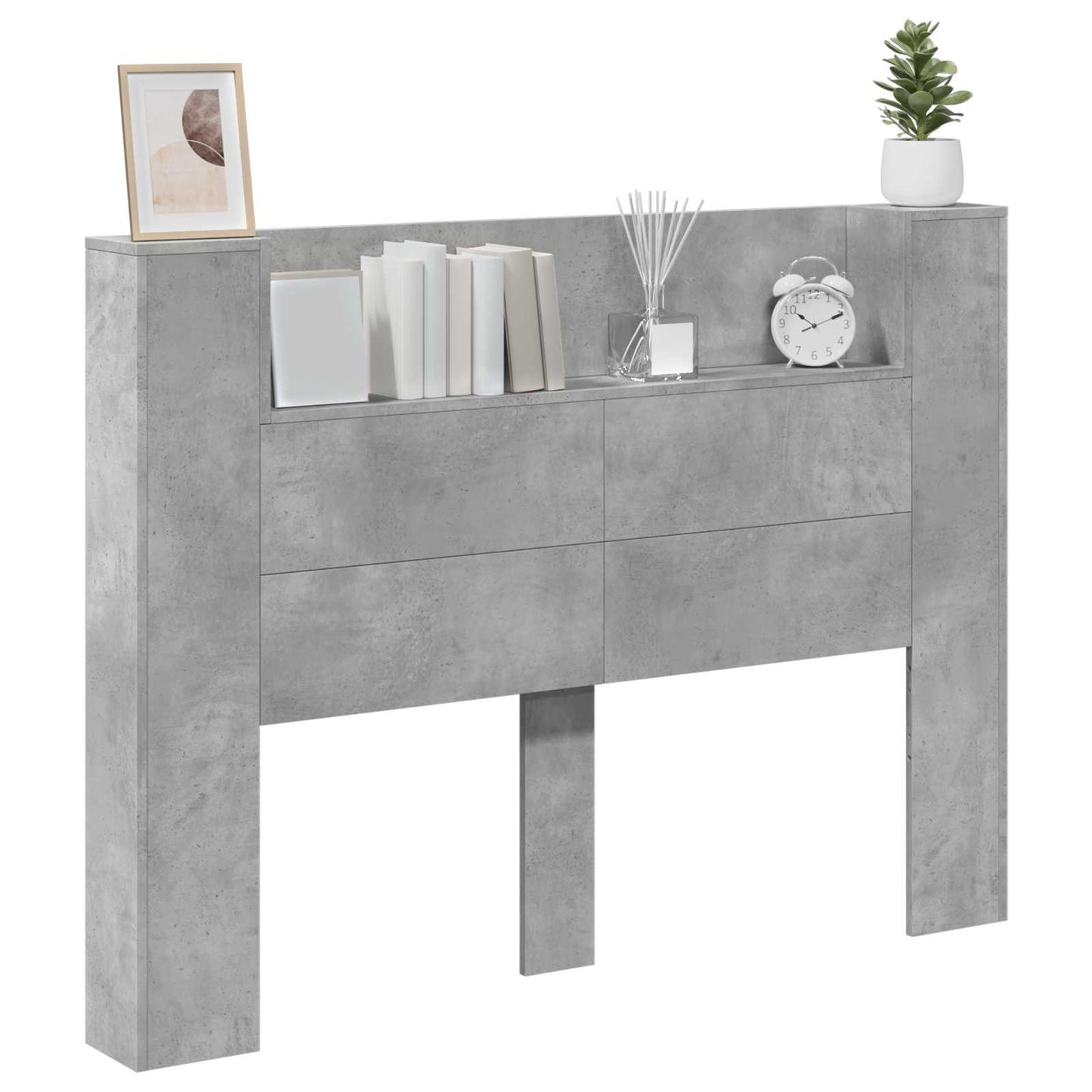 Hoofdbord Kast met LED Betonkleurig 140 x 16,5 x 103,5 cm