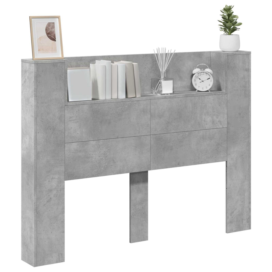 Hoofdbord Kast met LED Betonkleurig 140 x 16,5 x 103,5 cm