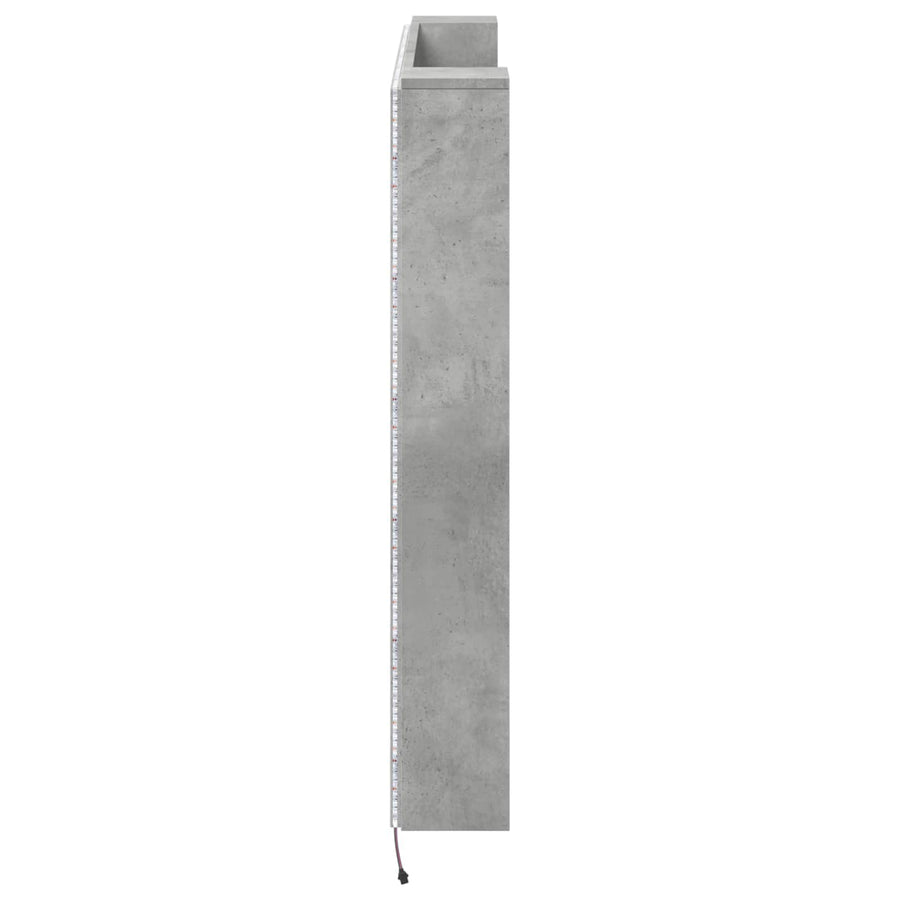 Hoofdbord Kast met LED Betonkleurig 140 x 16,5 x 103,5 cm
