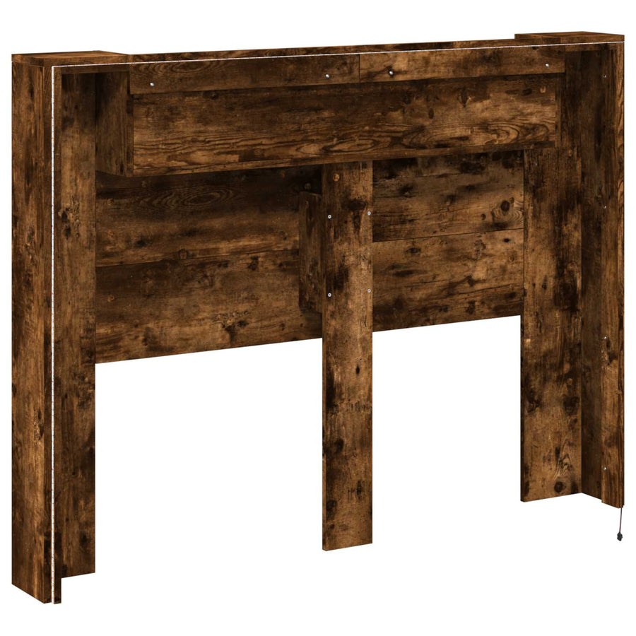 Hoofdbord Kast met LED Gerookt eiken 140 x 16,5 x 103,5 cm