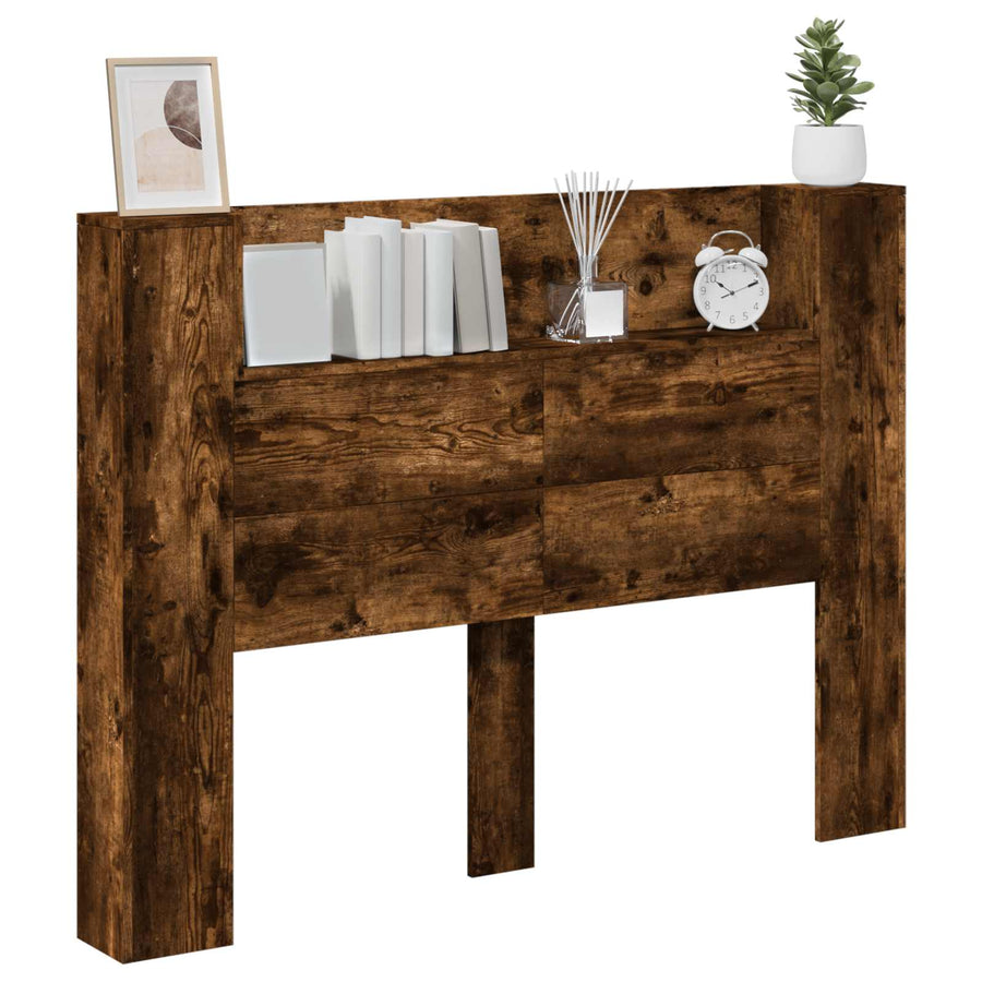 Hoofdbord Kast met LED Gerookt eiken 140 x 16,5 x 103,5 cm