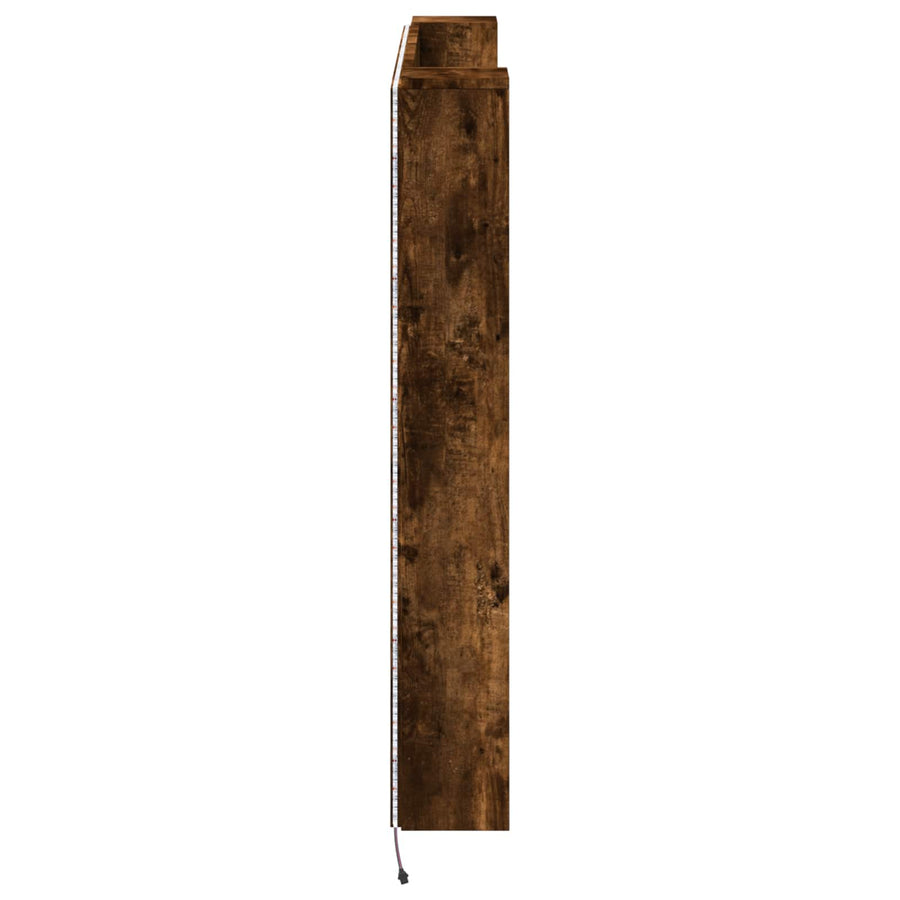 Hoofdbord Kast met LED Gerookt eiken 140 x 16,5 x 103,5 cm