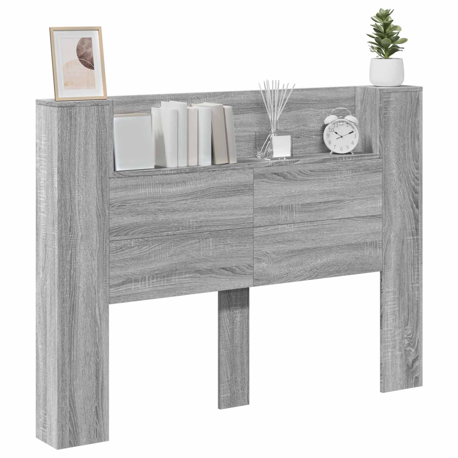 Hoofdbord Kast met LED Grijs Sonoma 140 x 16,5 x 103,5 cm