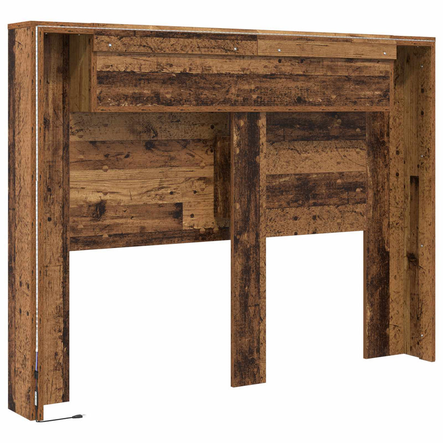 Hoofdbord Kast met LED met plank Oudhout 140 x 16,5 x 103,5 cm