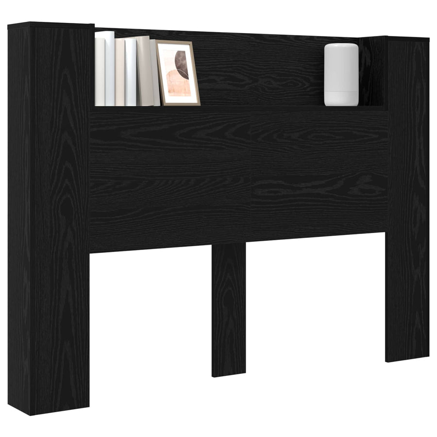 Hoofdbord Kast met LED Zwart Eiken 140 x 16,5 x 103,5 cm