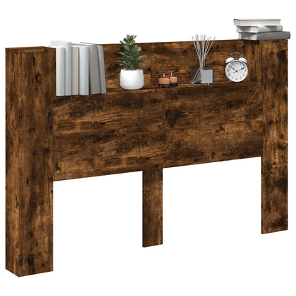 Hoofdbord Kast met LED Gerookt eiken 160 x 16,5 x 103,5 cm