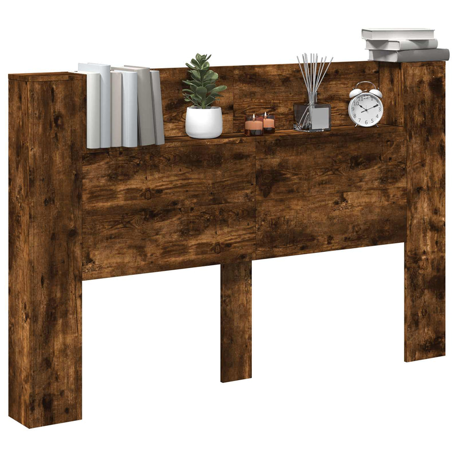 Hoofdbord Kast met LED Gerookt eiken 160 x 16,5 x 103,5 cm