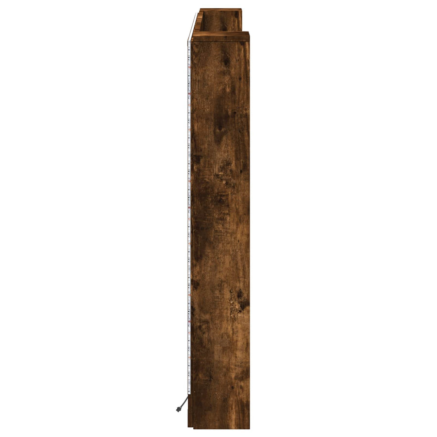 Hoofdbord Kast met LED Gerookt eiken 160 x 16,5 x 103,5 cm