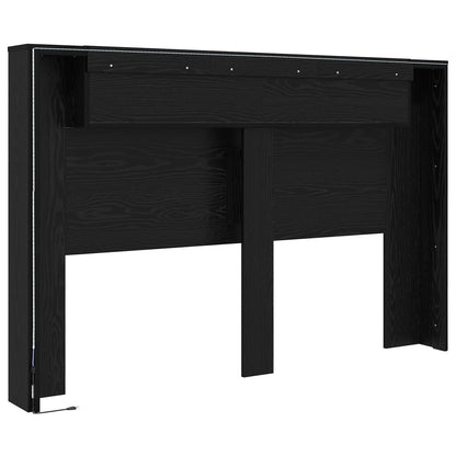 Hoofdbord Kast met LED Zwart Eiken 160 x 16,5 x 103,5 cm