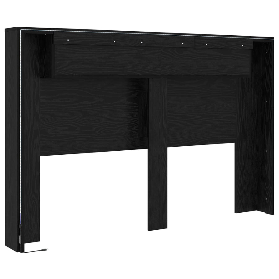 Hoofdbord Kast met LED Zwart Eiken 160 x 16,5 x 103,5 cm