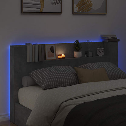 Hoofdbord Kast met LED Betonkleurig 180 x 16,5 x 103,5 cm