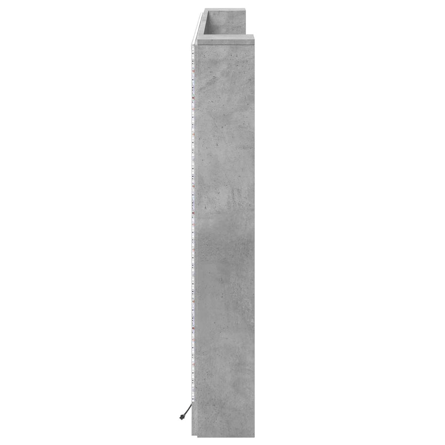 Hoofdbord Kast met LED Betonkleurig 180 x 16,5 x 103,5 cm