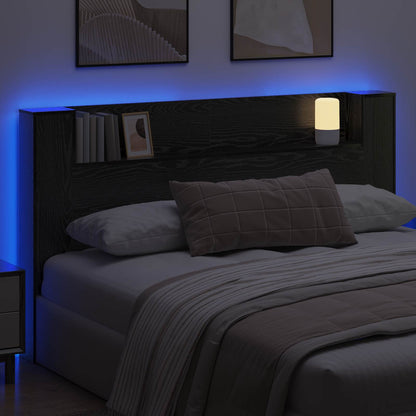 Hoofdbord Kast met LED Zwart Eiken 180 x 16,5 x 103,5 cm