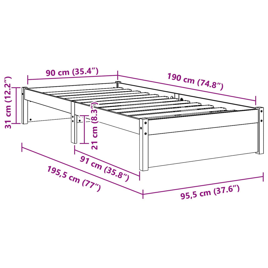 Bedframe Massief dennenhout